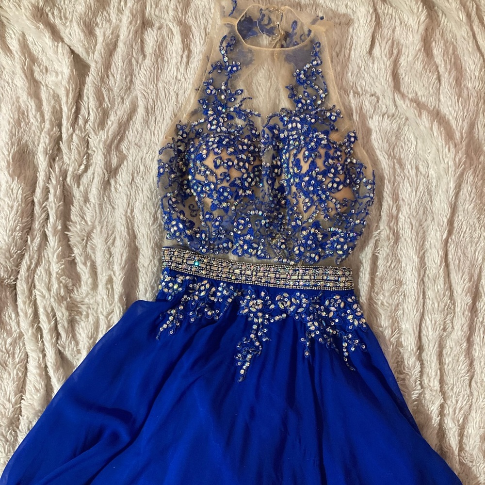 BouBou Royal blue & cream backless maxi dress